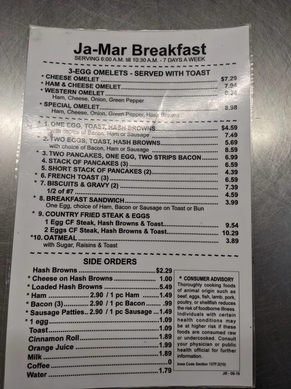 Ja-Mar Drive In Restaurant Menu - Updated October 2025