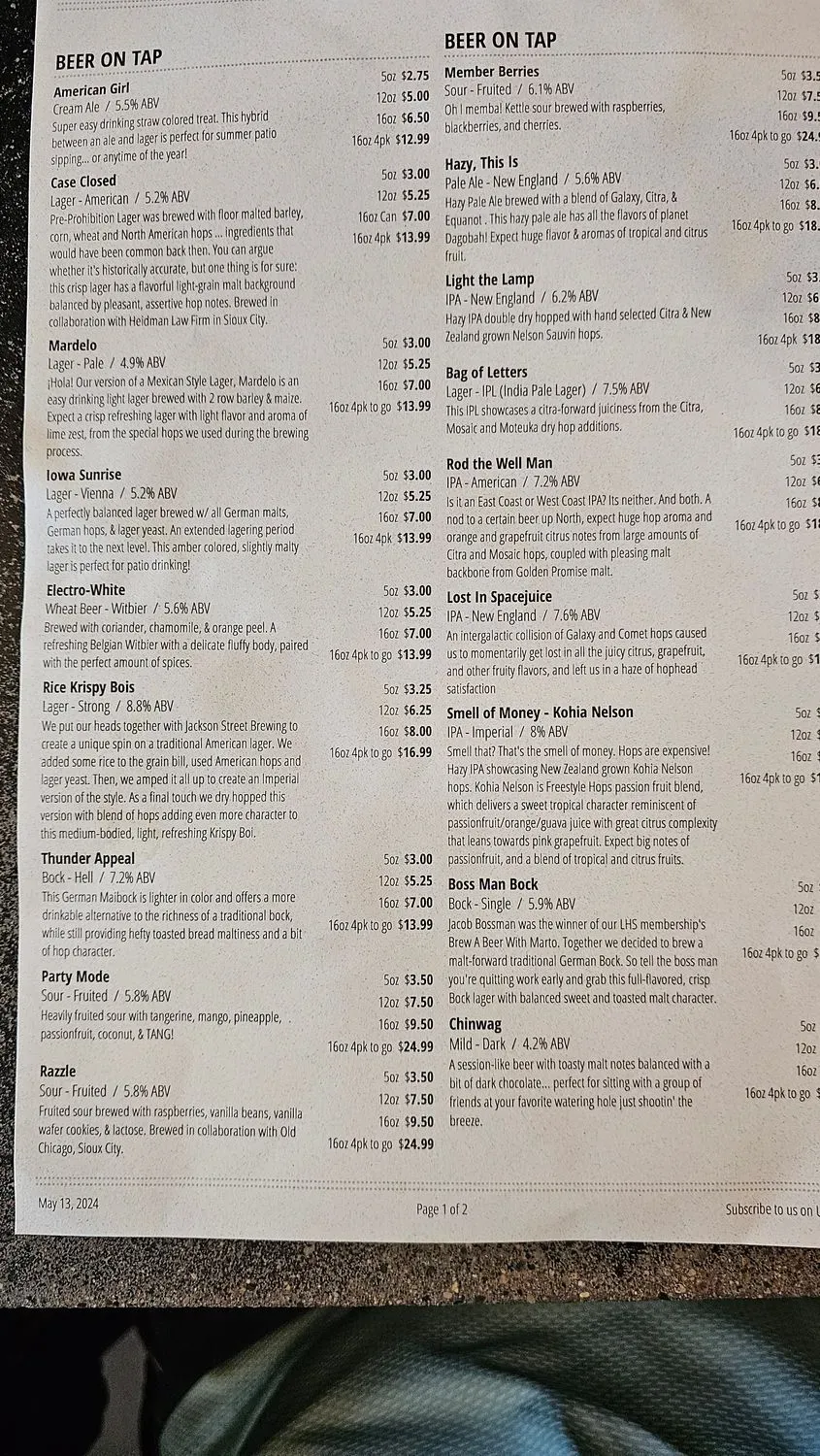 Marto Brewing Co. Menu - Updated October 2025