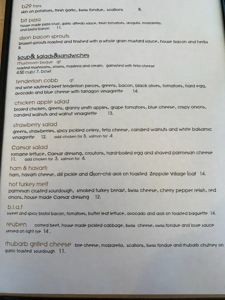 Brick 29 Menu - Updated October 2025