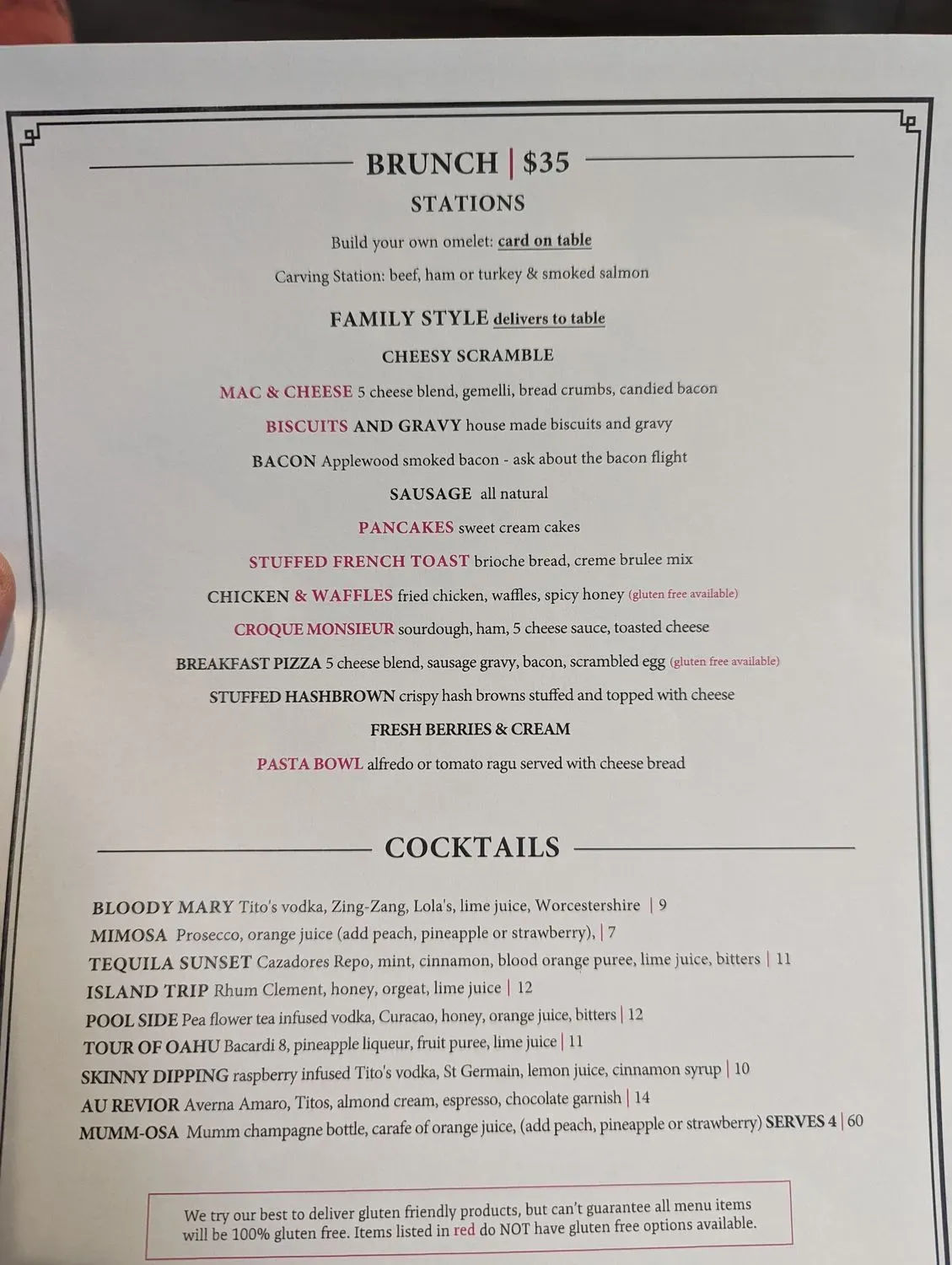 Destination Grille Menu - Updated October 2025