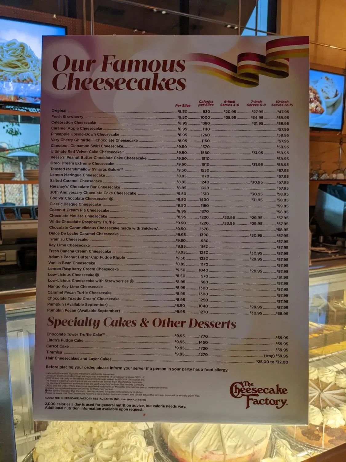 The Cheesecake Factory Menu - Updated October 2025