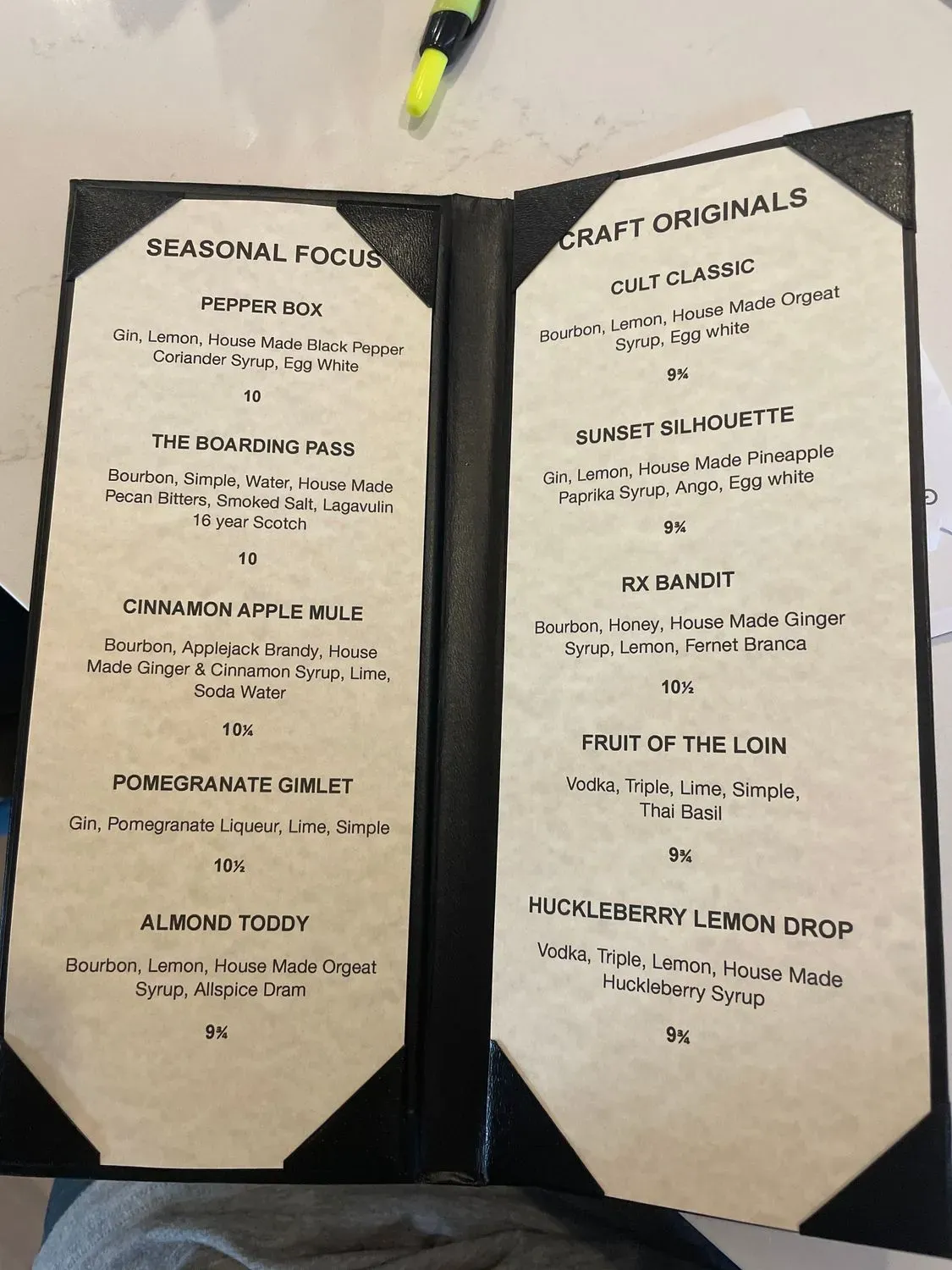 Craft Lounge Menu - Updated October 2025