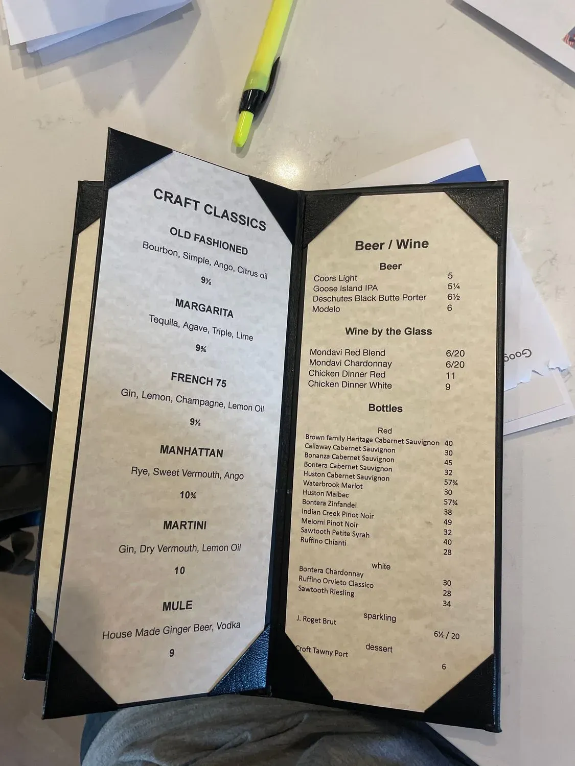 Craft Lounge Menu - Updated October 2025