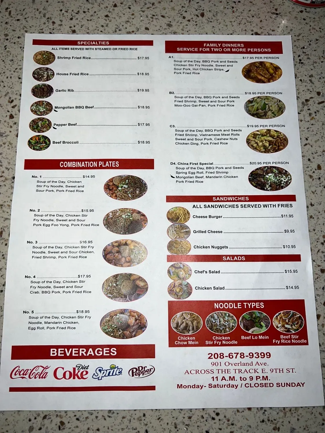 China First Menu - Updated October 2025