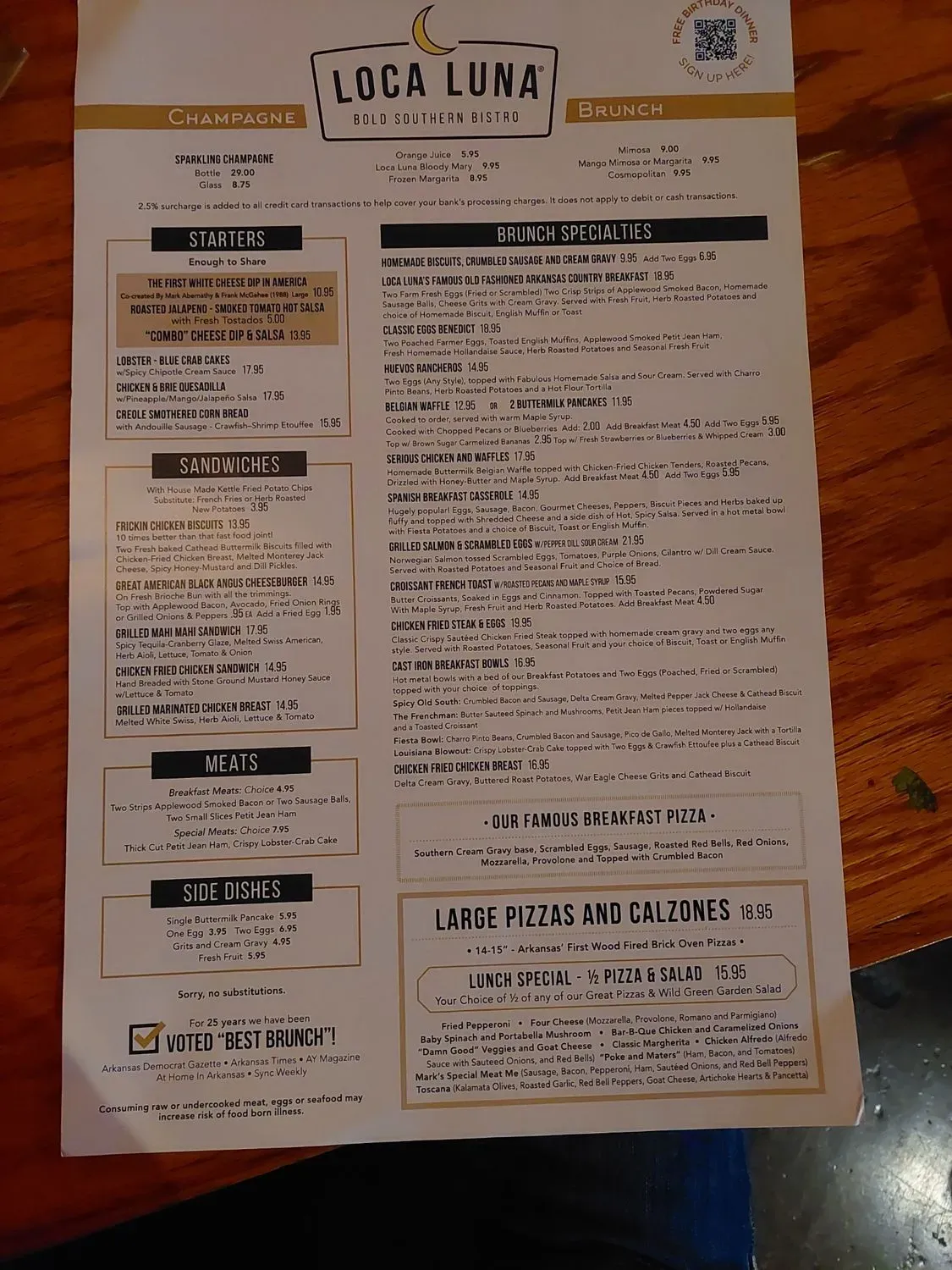 Loca Luna Menu - Updated October 2025