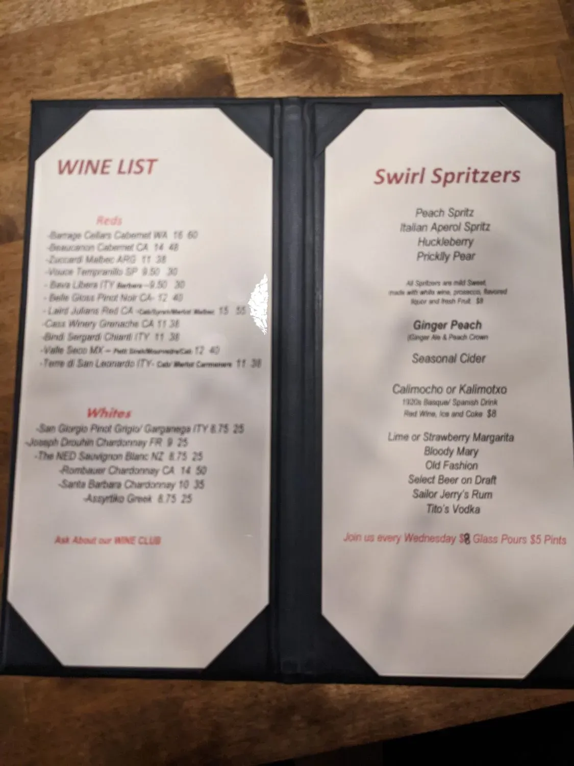 Swirl Wine Shop & Lounge Menu - Updated October 2025