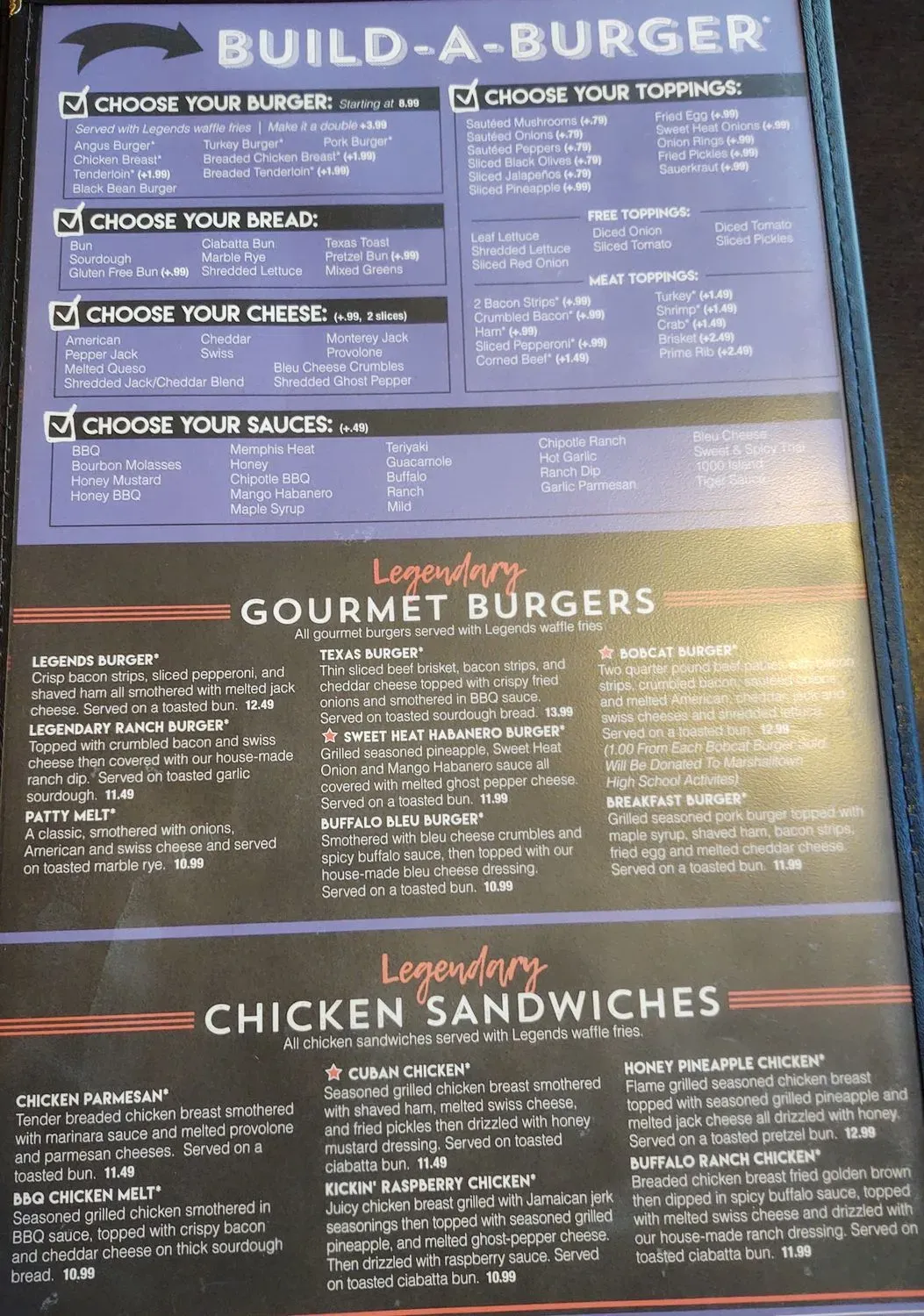 Legends American Grill Menu - Updated October 2025