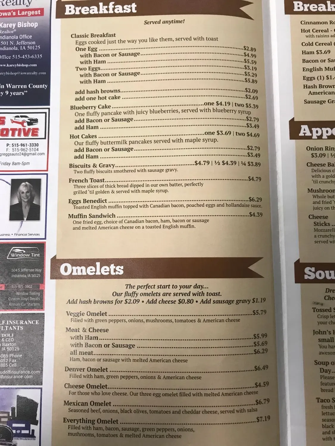Crouse Cafe Menu - Updated October 2025