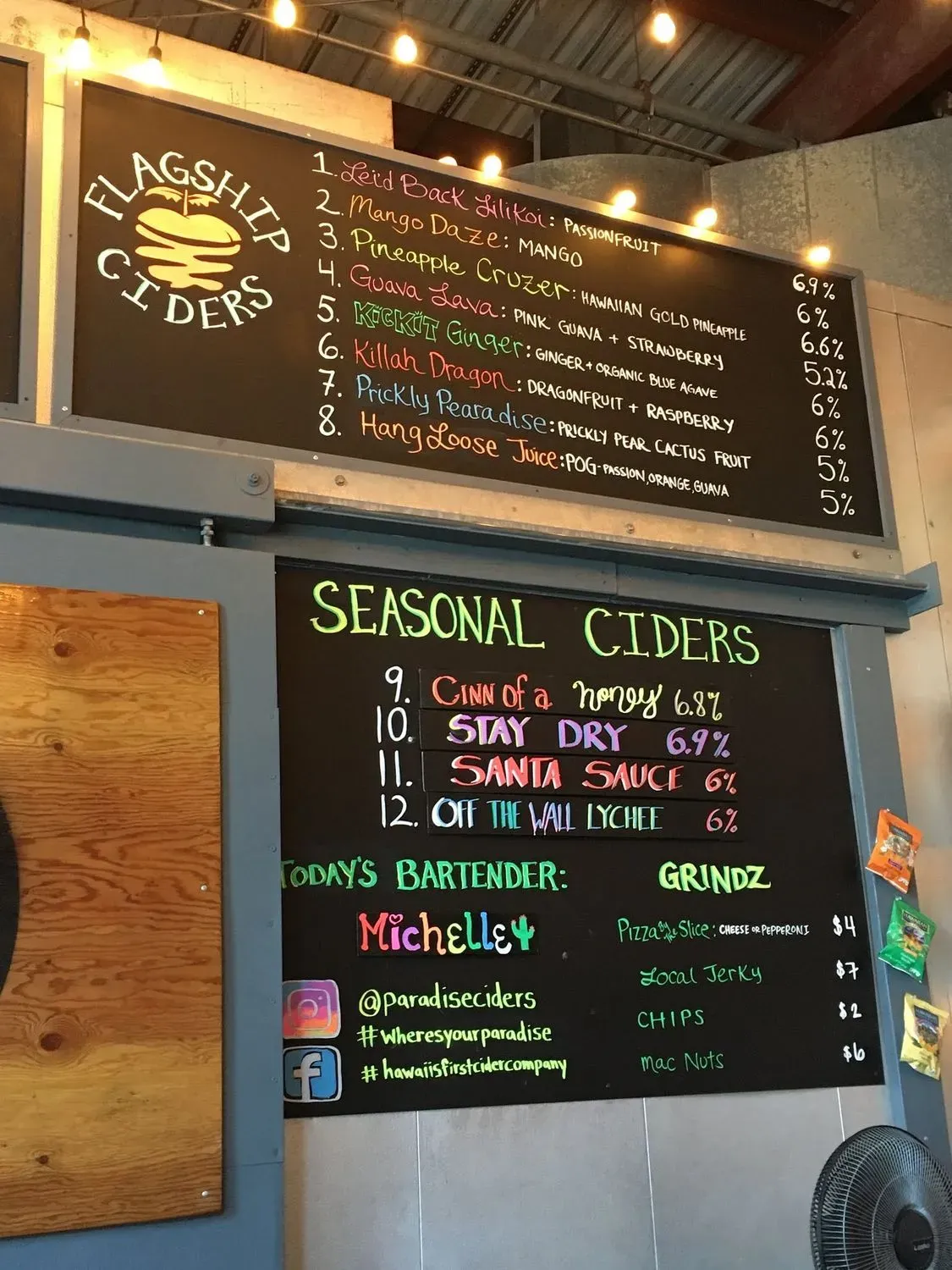 Paradise Ciders Menu - Updated October 2025