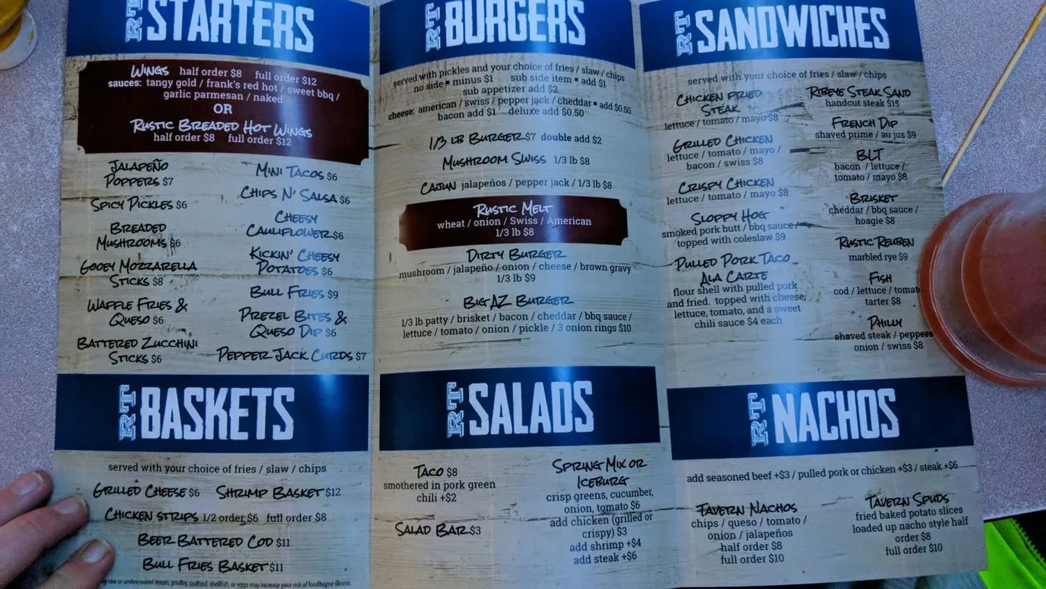 Rustic Tavern Menu - Updated October 2025