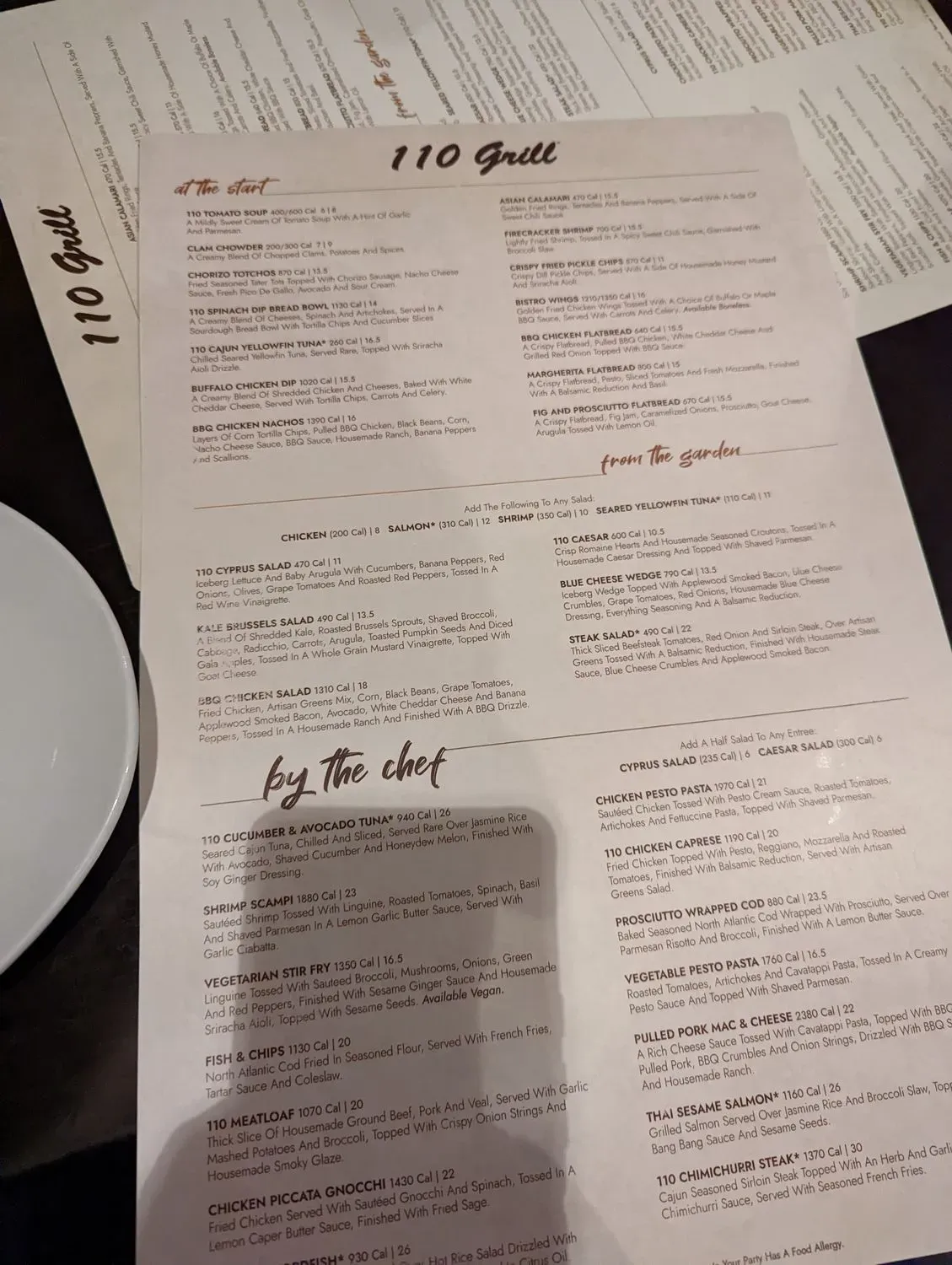 110 Grill Menu - Updated October 2025
