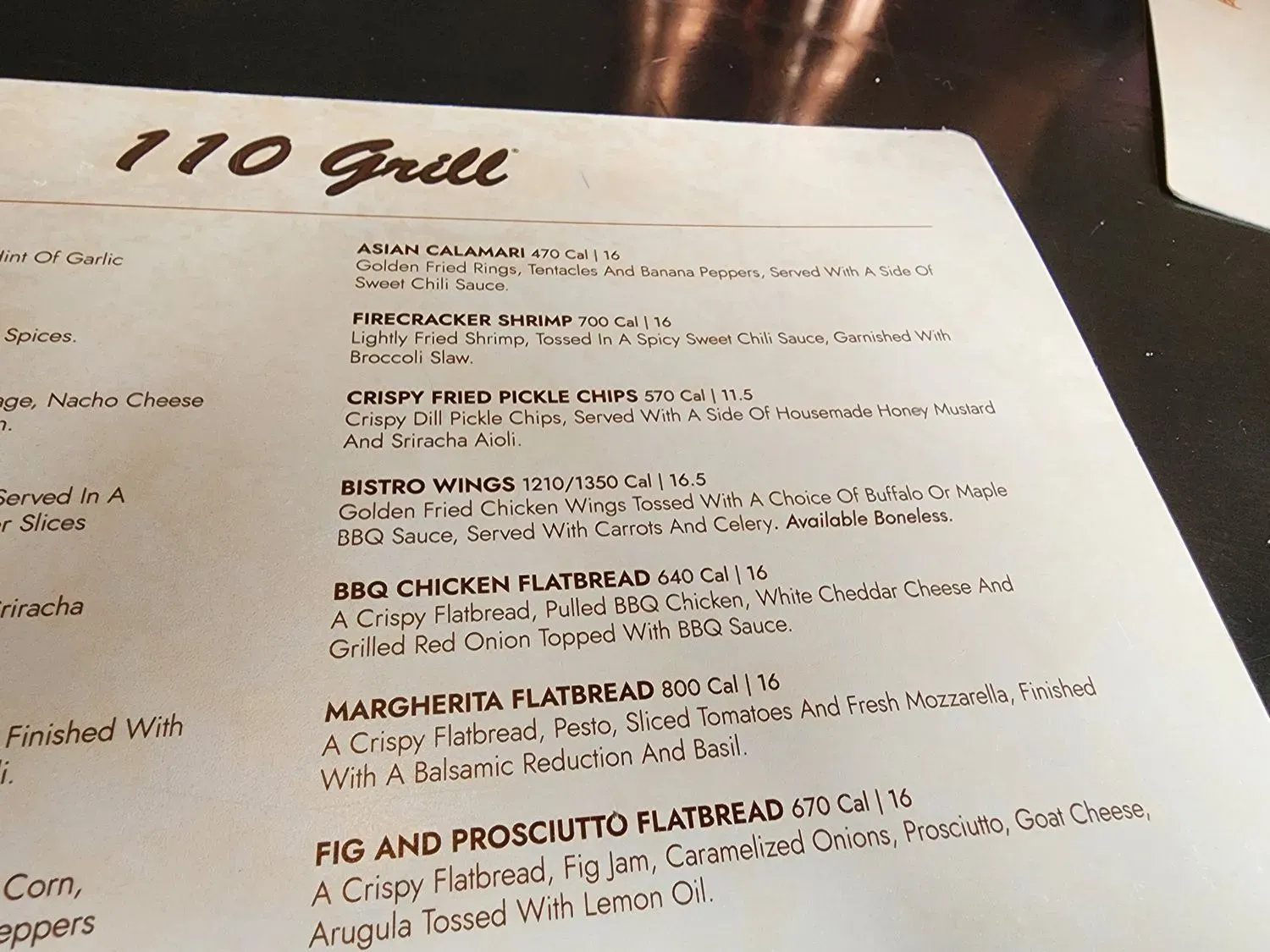 110 Grill Menu - Updated October 2025