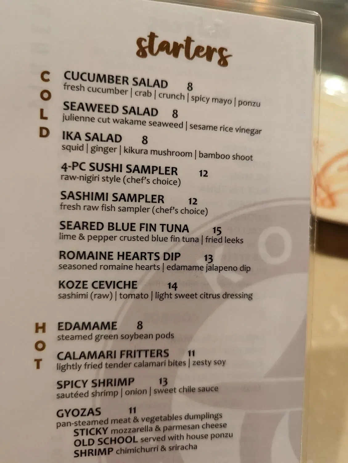 Menu 5