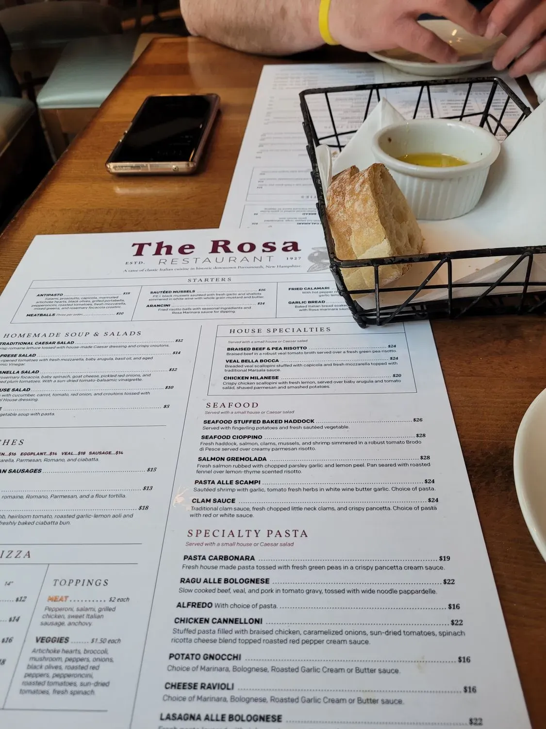 The Rosa Restaurant Menu - Updated October 2025