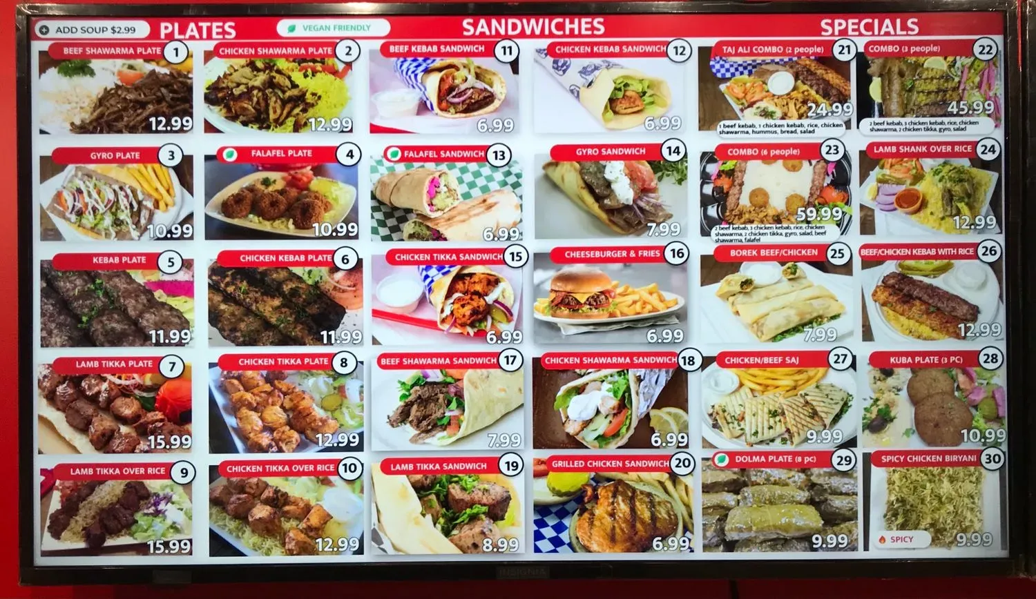 Taj Ali Middle Eastern Restaurant Menu - Updated October 2025