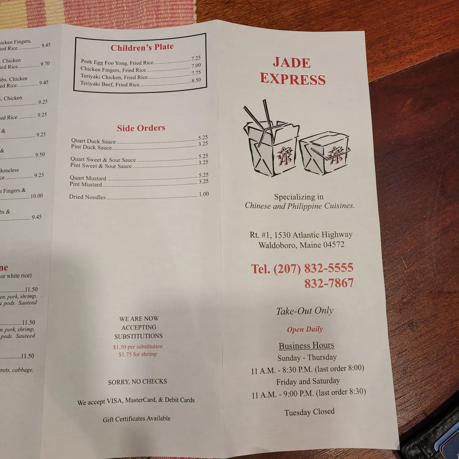 Jade Express Menu - Updated October 2025