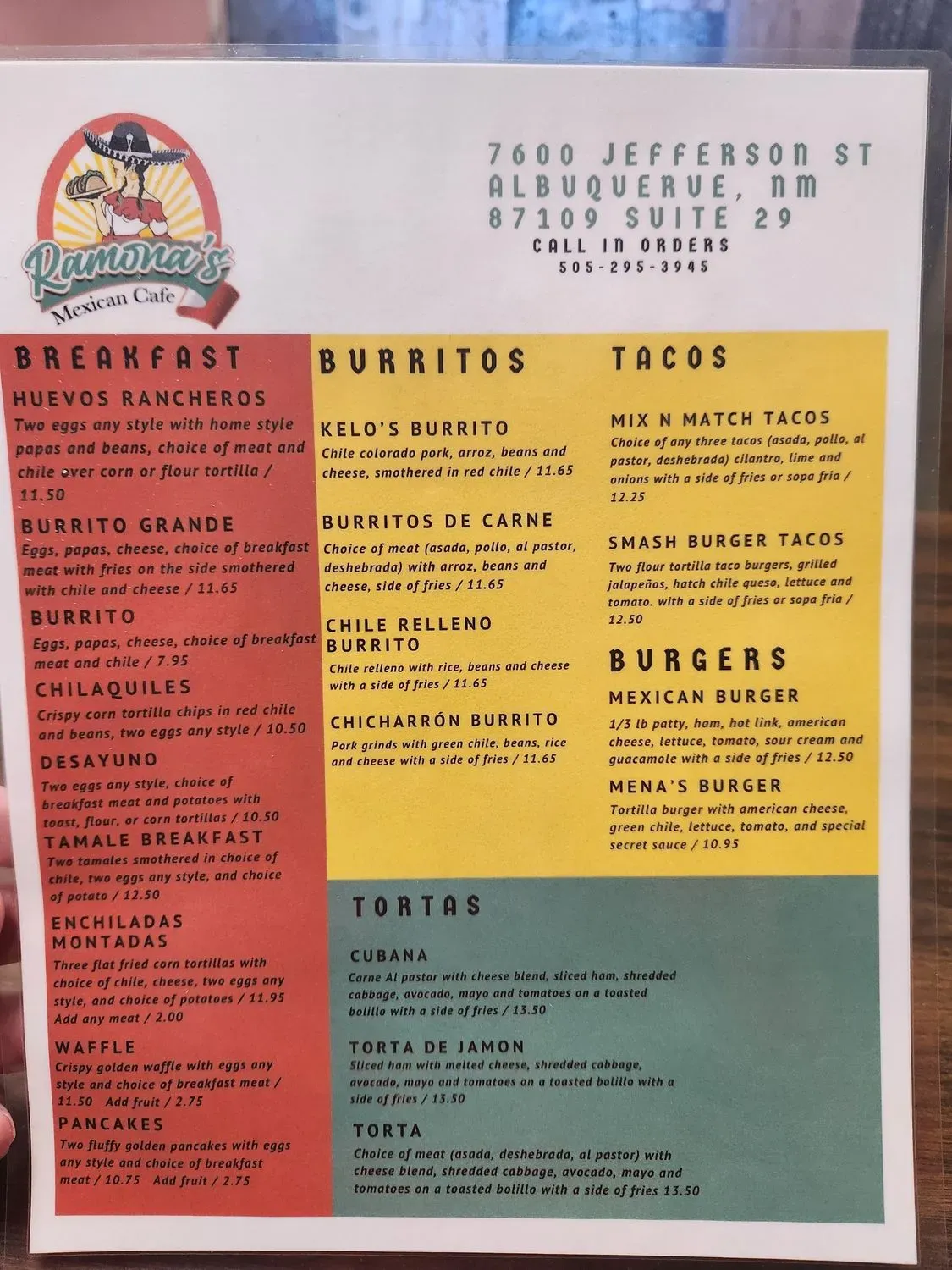 Ramona's Mexican Cafe Menu - Updated October 2025