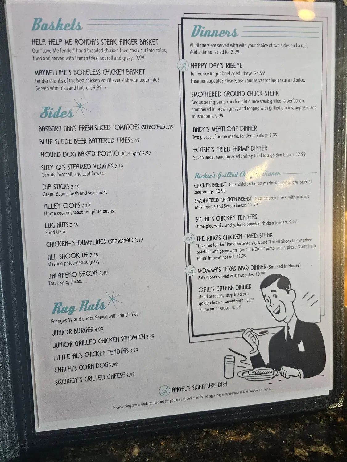 Angel's Diner Menu - Updated October 2025