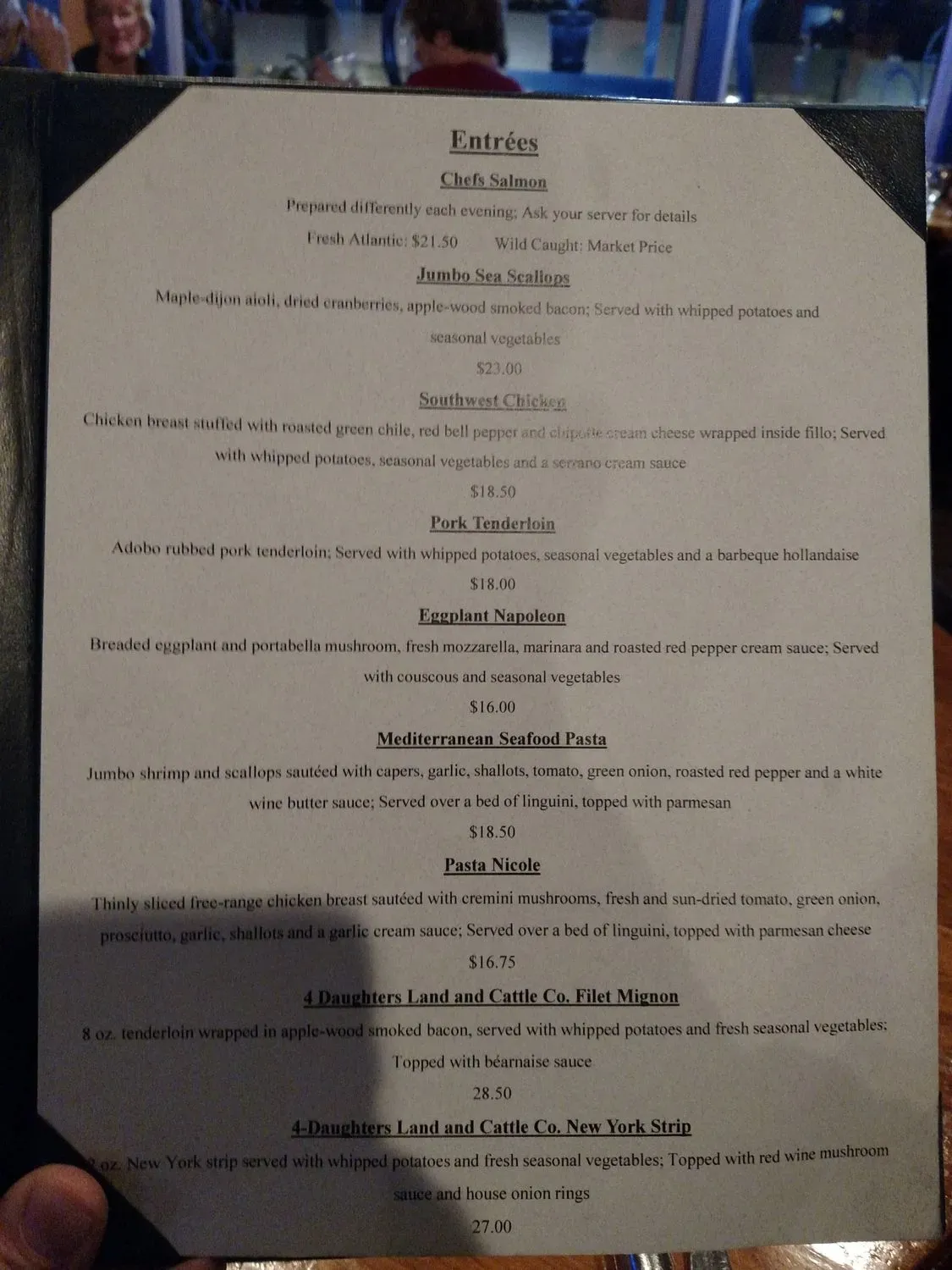 Blue Window Bistro Menu - Updated October 2025