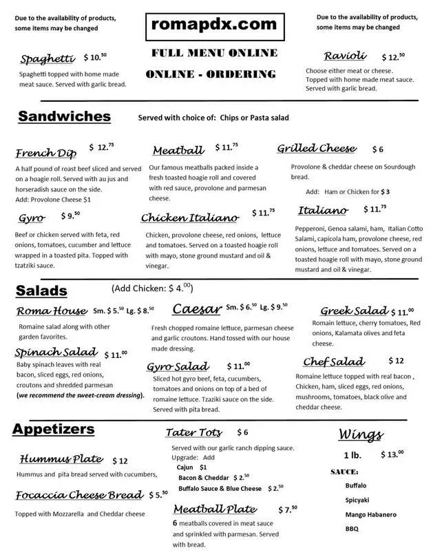 Menu 1