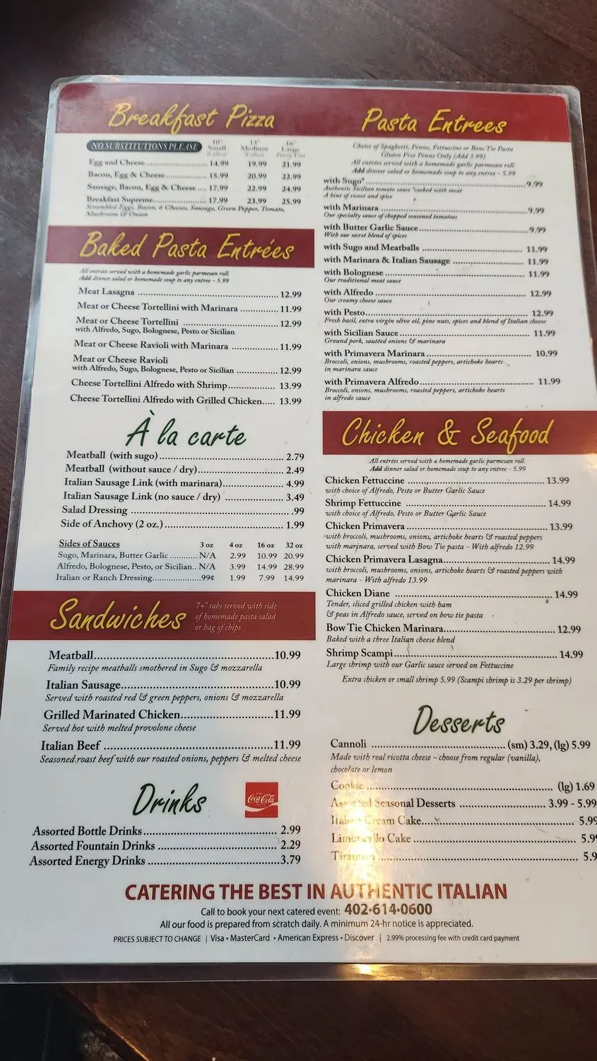 Mangia Italiana Menu - Updated October 2025