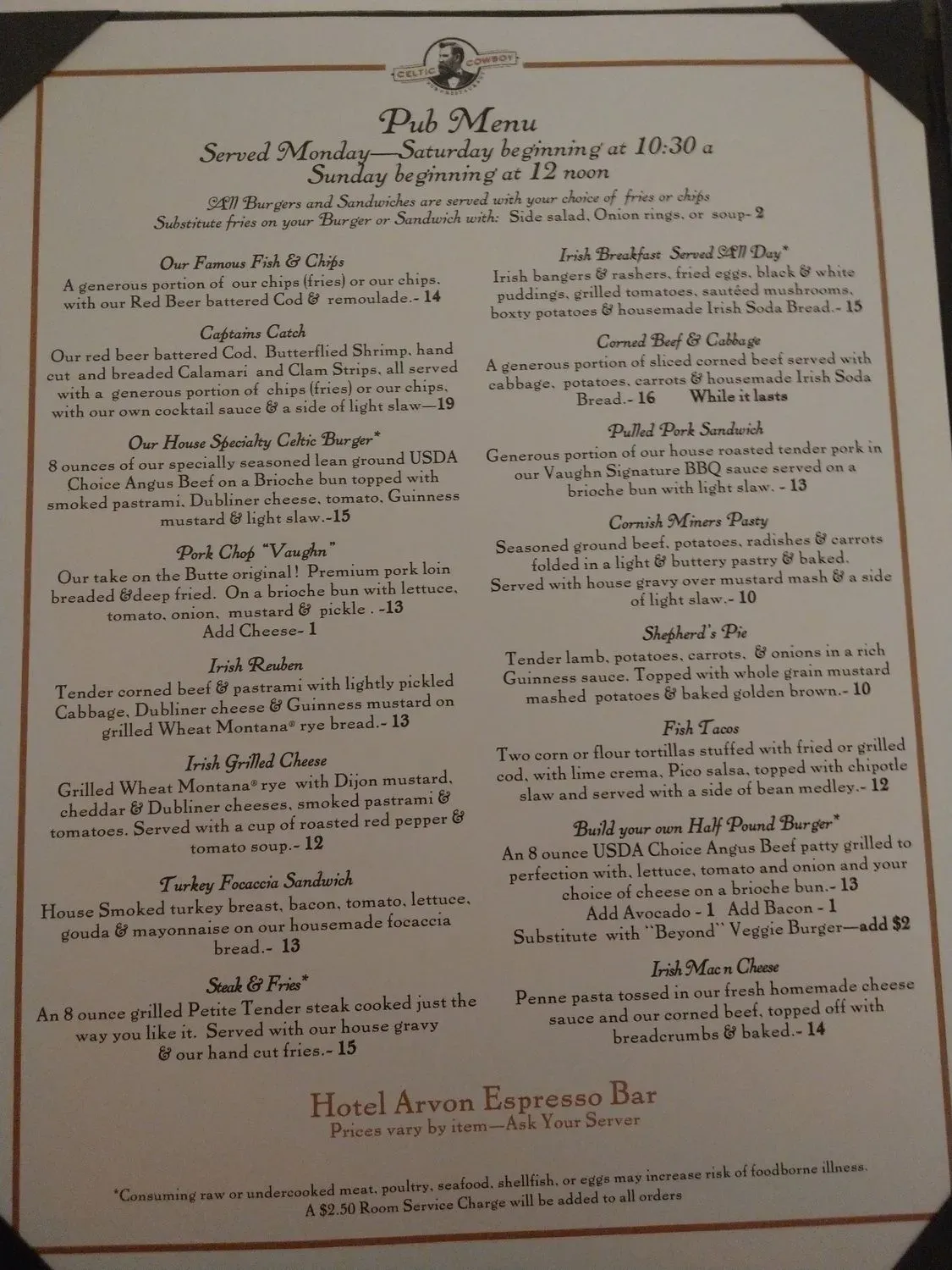 The Celtic Cowboy Pub and Restaurant Menu - Updated October 2025