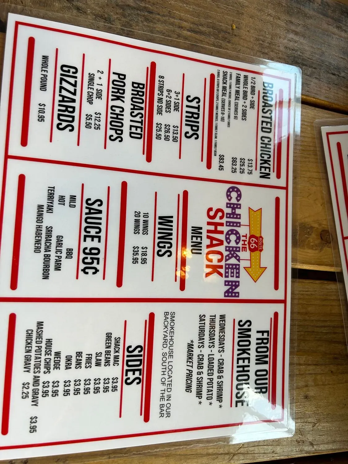 Chicken Shack Menu - Updated October 2025