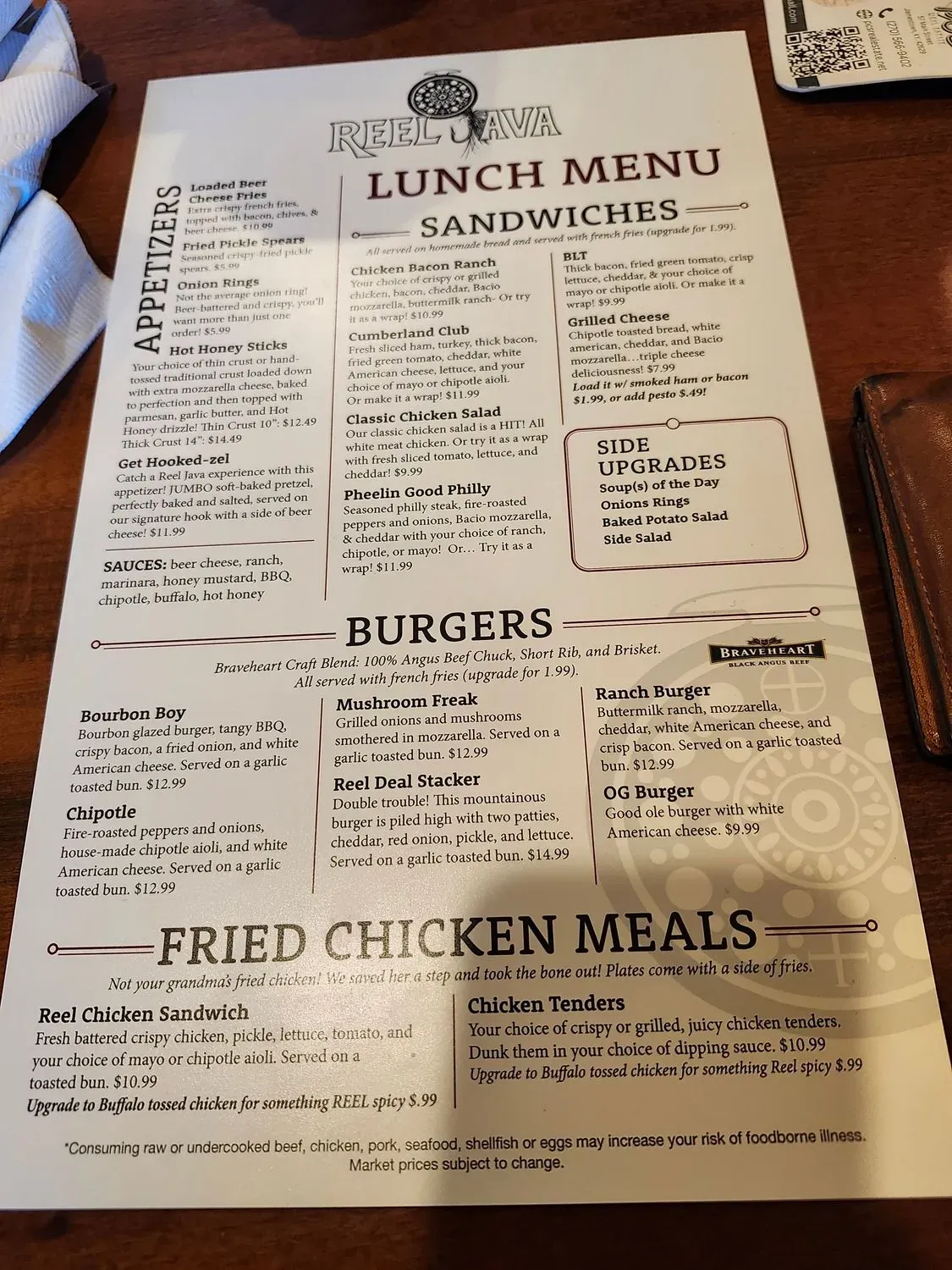 Reel Java Restaurant Menu - Updated October 2025