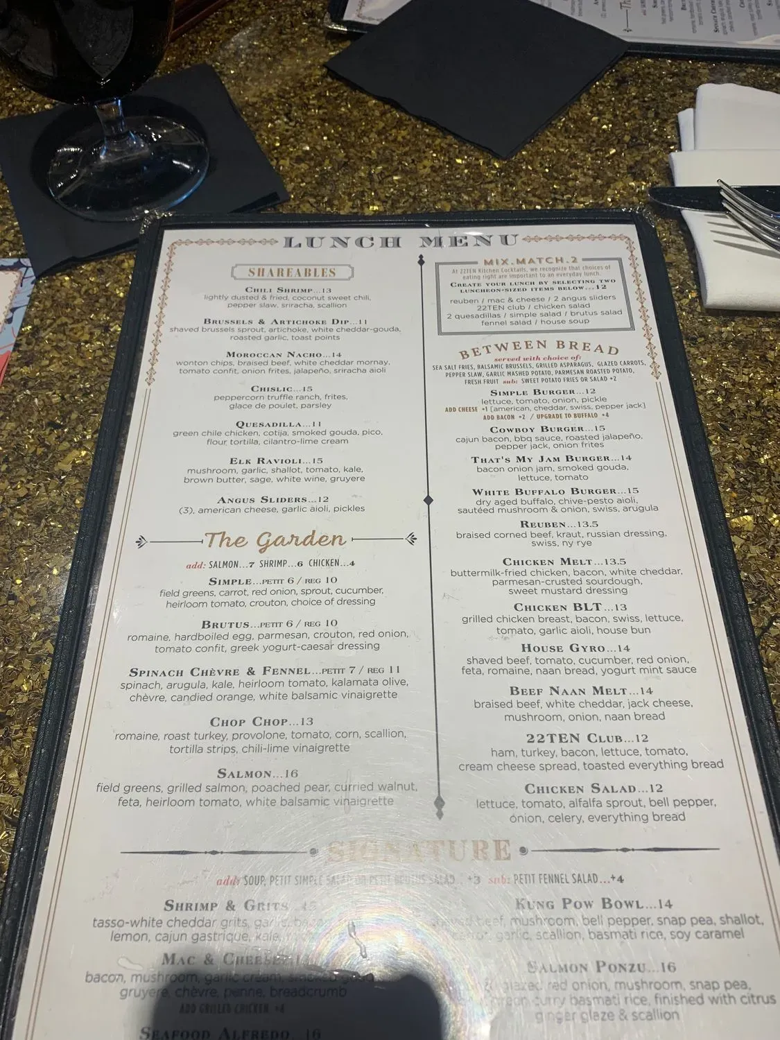22TEN Kitchen Cocktails Menu - Updated October 2025