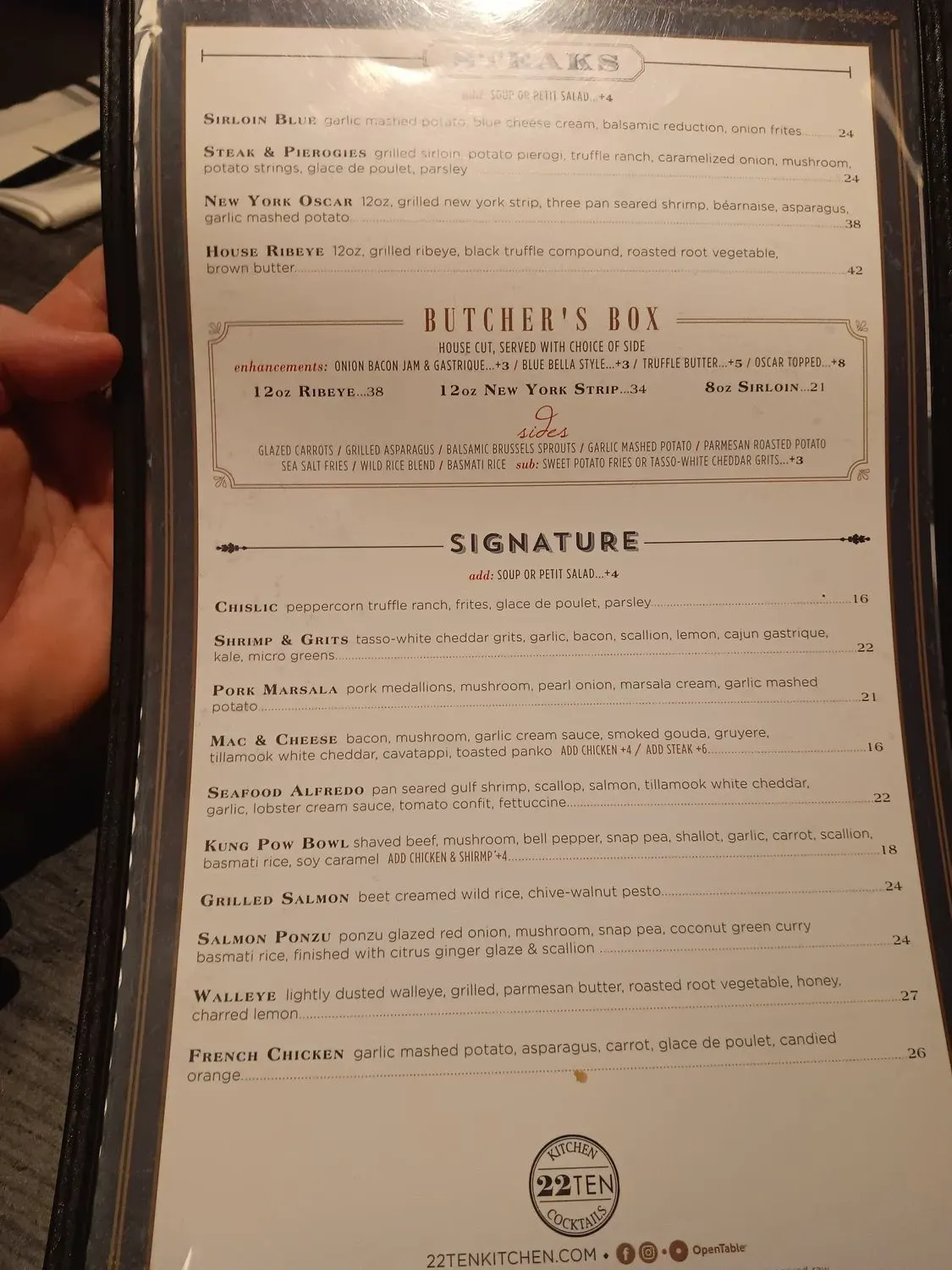 22TEN Kitchen Cocktails Menu - Updated October 2025