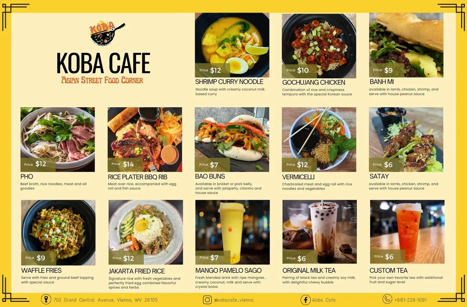 Koba Cafe Menu - Updated October 2025
