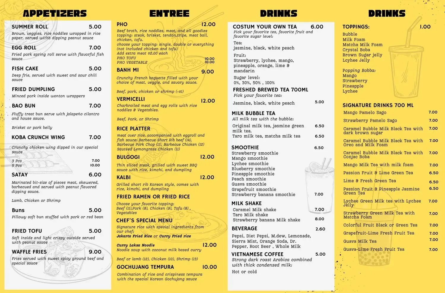 Koba Cafe Menu - Updated October 2025