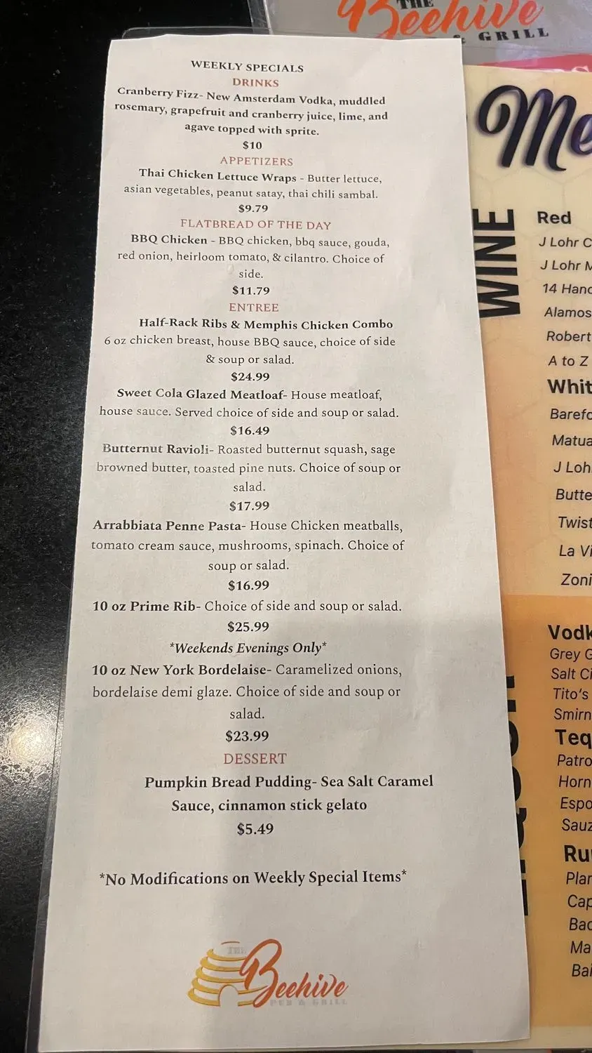 The Beehive Pub & Grill Menu - Updated August 2025