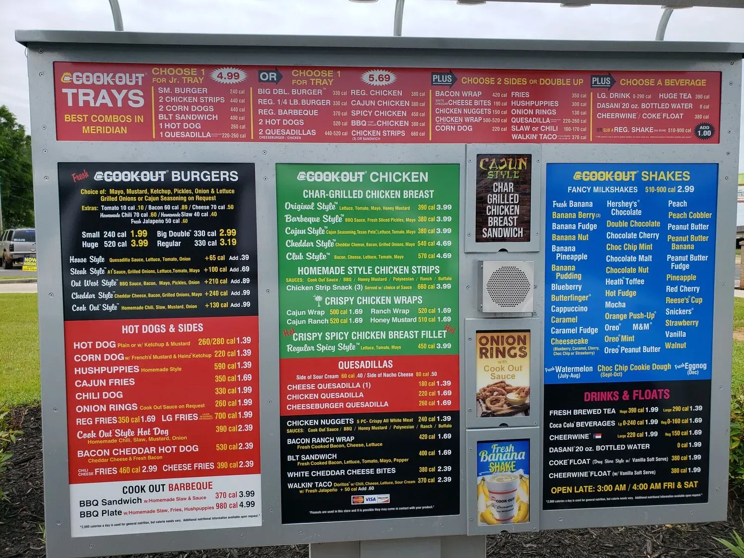 Cook Out Menu - Updated October 2025