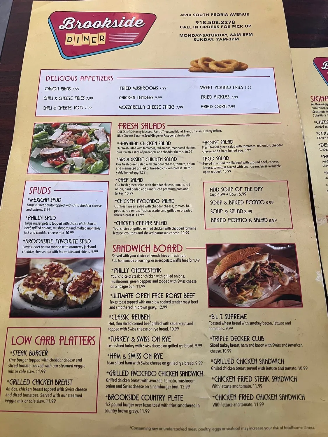 Brookside Diner Menu - Updated October 2025