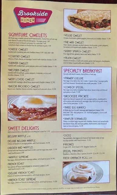 Brookside Diner Menu - Updated October 2025