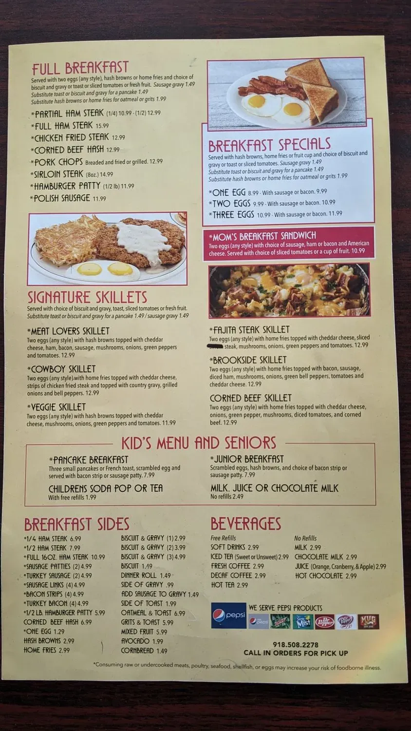 Brookside Diner Menu - Updated October 2025