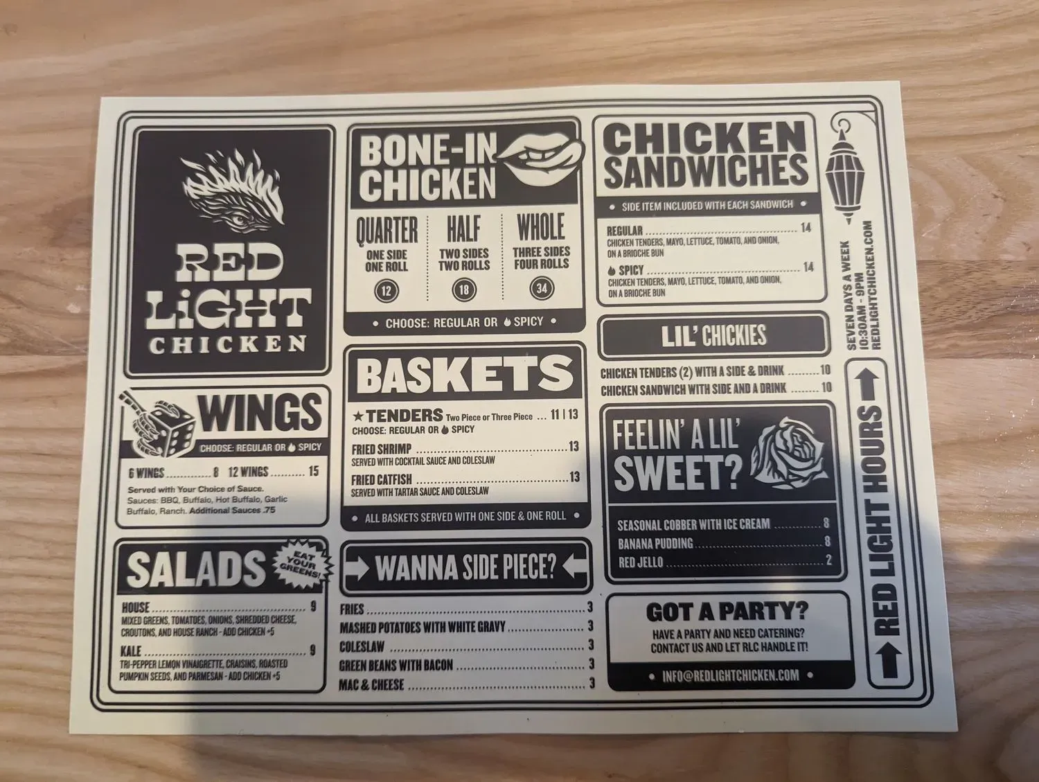 Red Light Chicken Menu - Updated October 2025