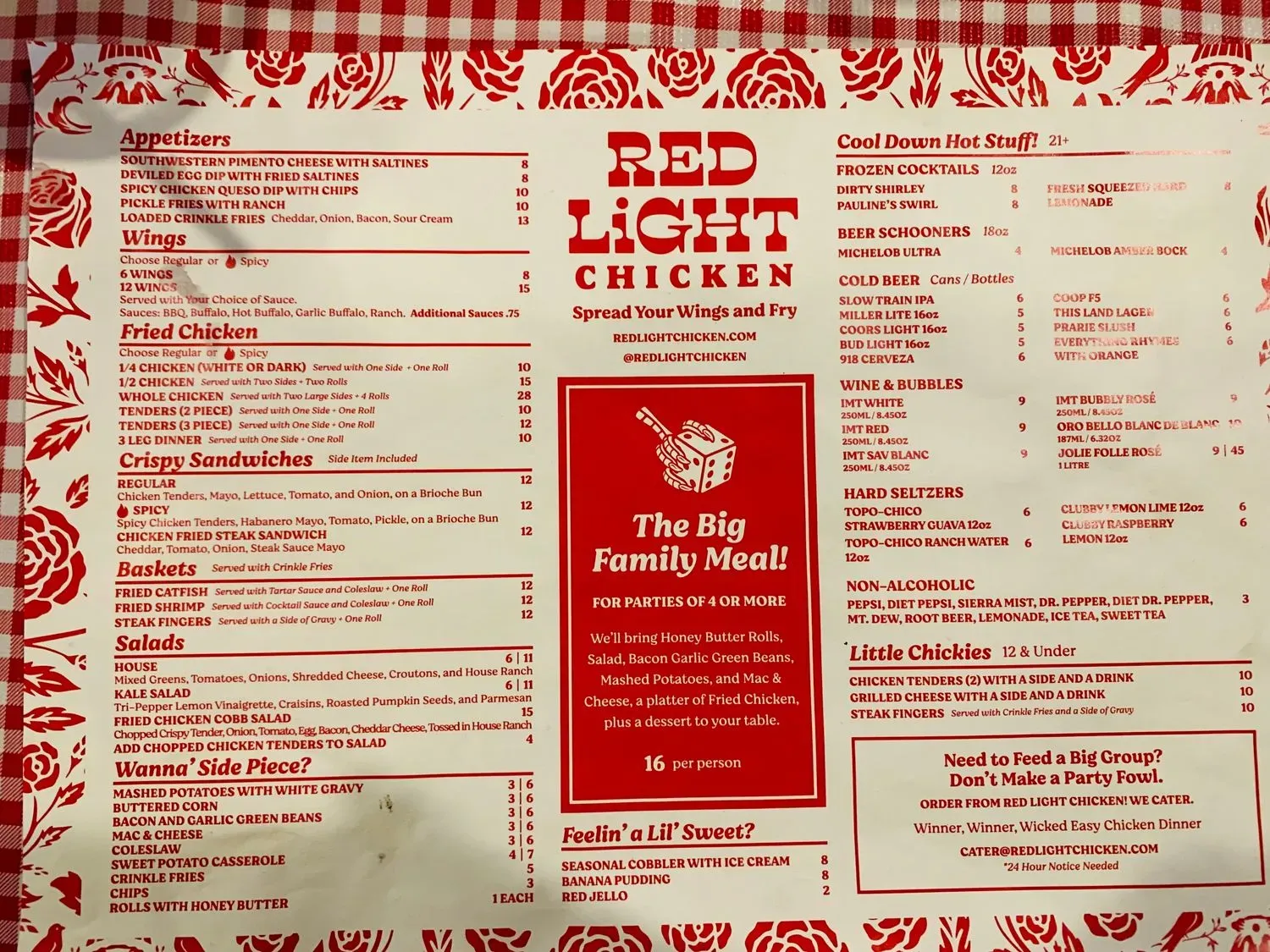 Red Light Chicken Menu - Updated October 2025