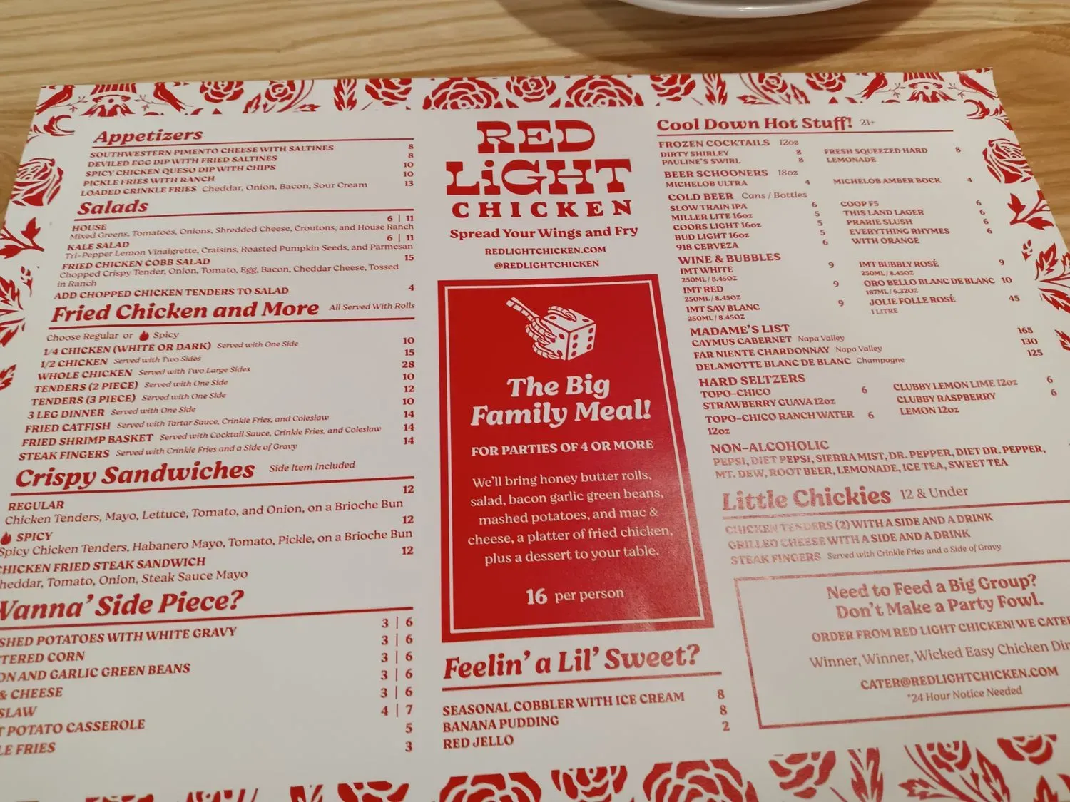 Red Light Chicken Menu - Updated October 2025