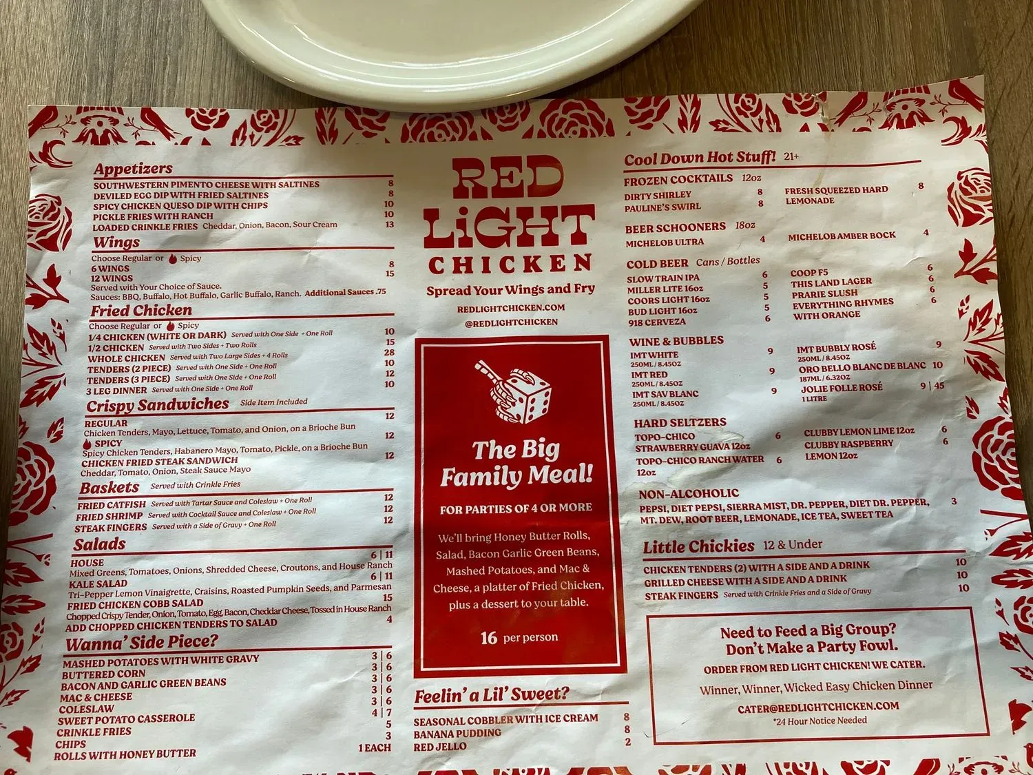Red Light Chicken Menu - Updated October 2025