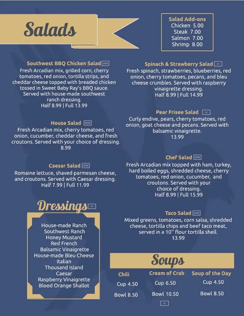 Canary Grill Menu - Updated October 2025