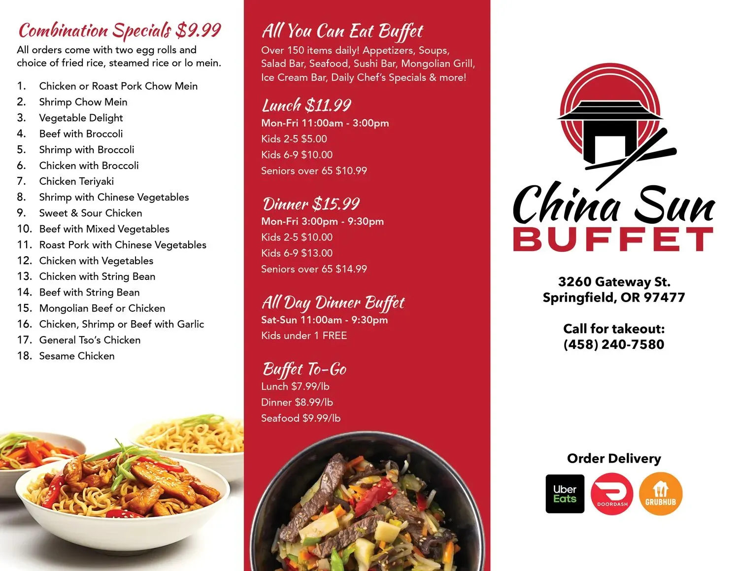 Lucky buffet Menu - Updated October 2025