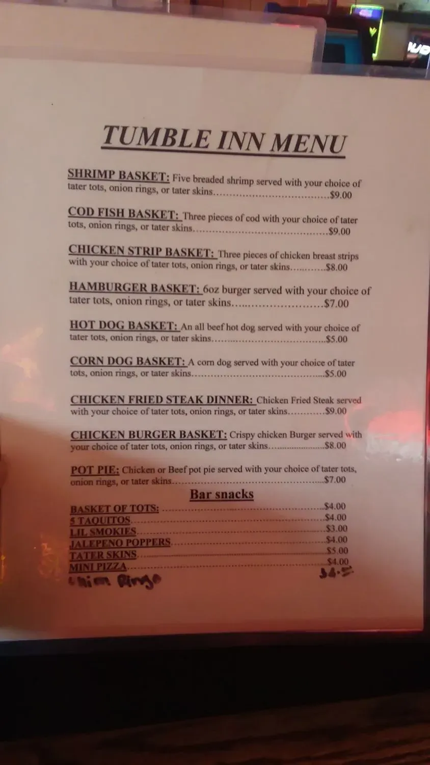 Tumble Inn Tavern Menu - Updated October 2025