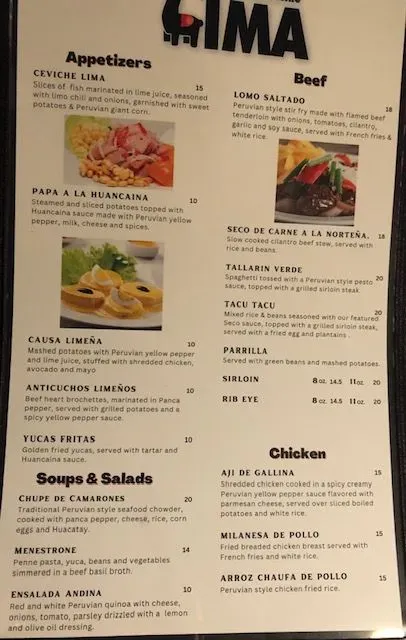 LIMA Peruvian Cuisine Menu - Updated October 2025