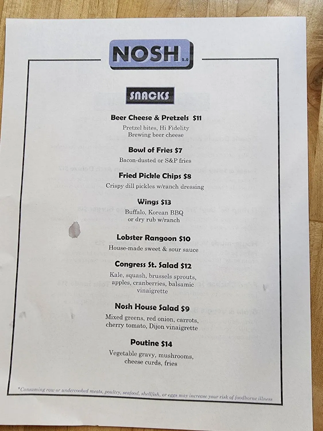 Nosh Kitchen Bar Menu - Updated October 2025