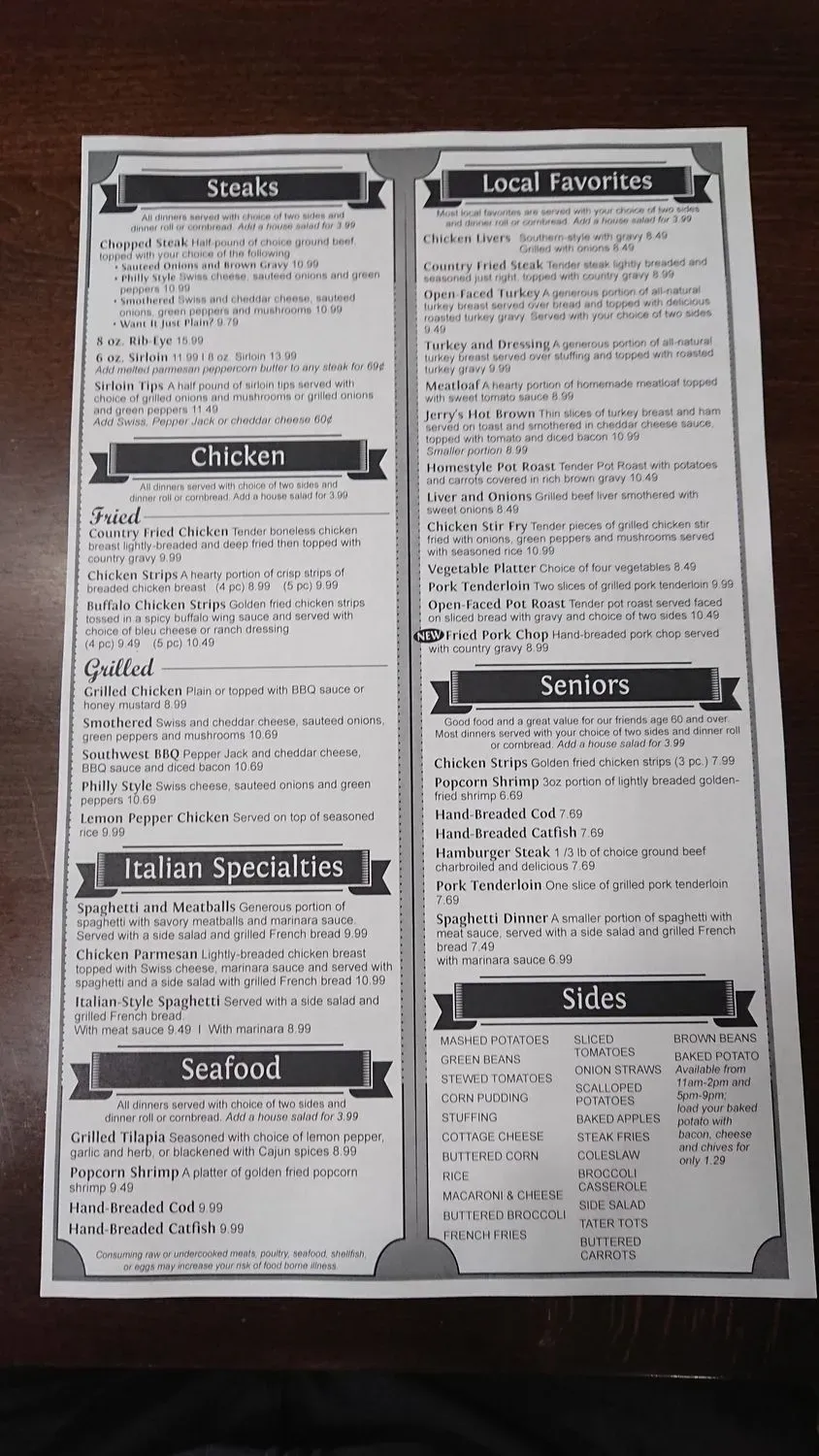 Jerry's Restaurant Menu - Updated October 2025