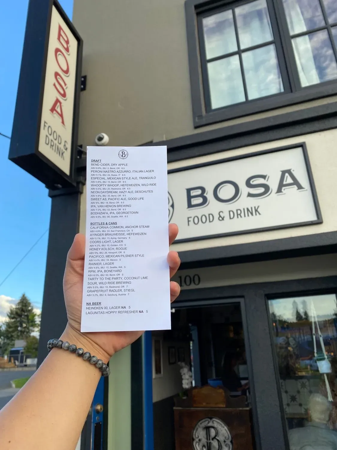BOSA Food & Drink Menu - Updated October 2025