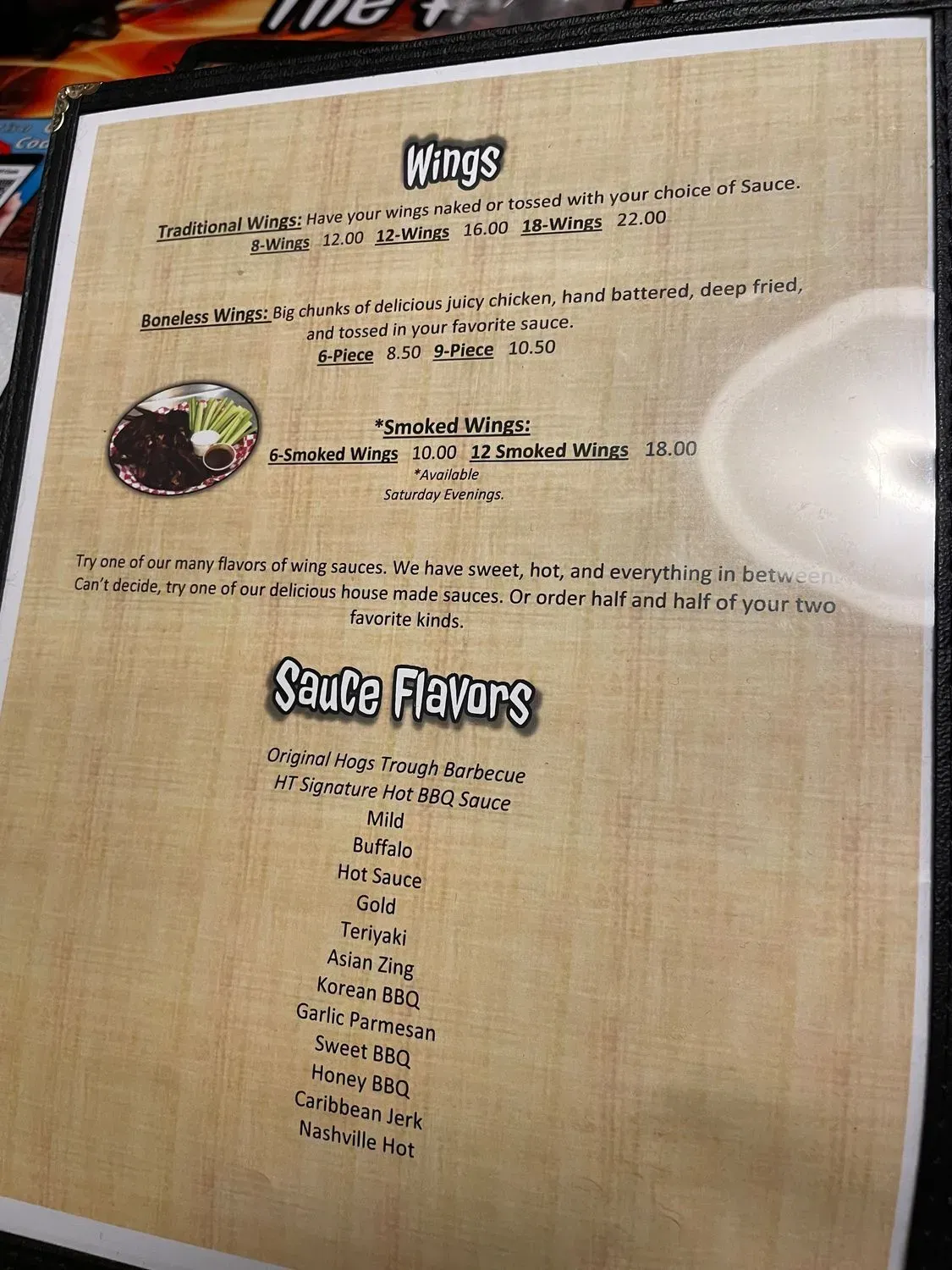 The Hog’s Trough Menu - Updated October 2025