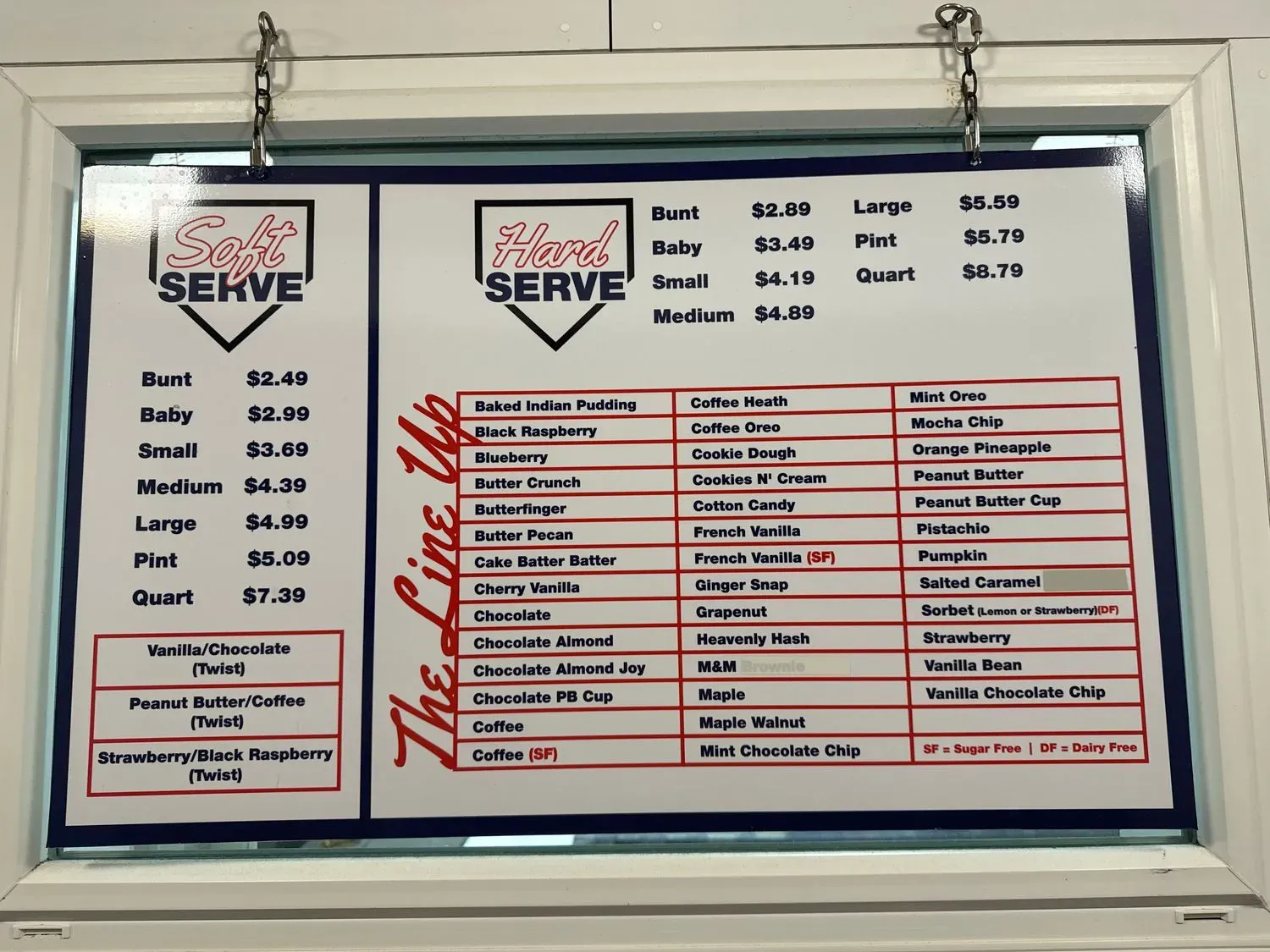 Fielder's Choice Ice Cream Menu - Updated October 2025
